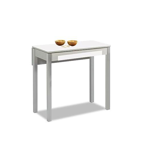 ASTIMESA Mesa de Cocina, Blanco, 90x50cm-extendida 90x70 cms