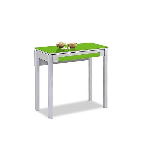 ASTIMESA Mesa de Cocina, Metal, Verde, 80x40cm-extendida 80x60 cms