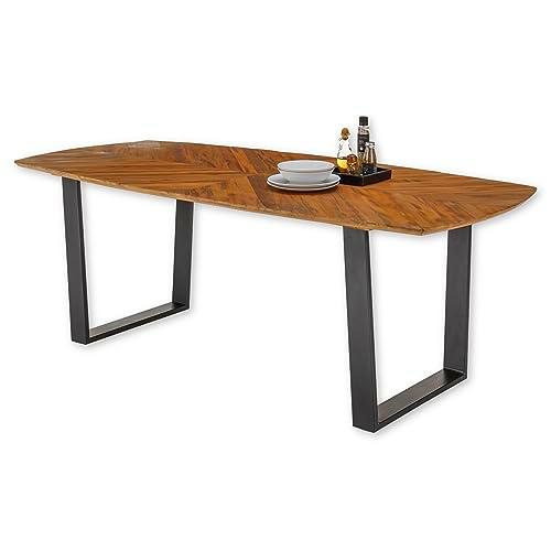 Stella Trading Zac Madera Maciza con diseño de Espiga-Mesa Estructura de Metal para su Comedor