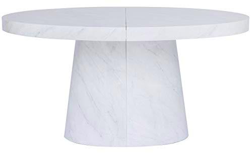 Menzzo Oluze Mesa, Madera, Blanco, L150 x P100 x H76 cm Avec rallonge : L300cm