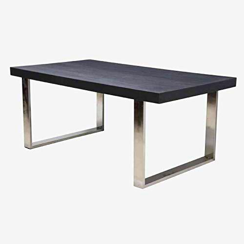 Better &amp; Best 2801054 Mesa de comedor rectangular con tapa madera negra y patas rectas cromadas