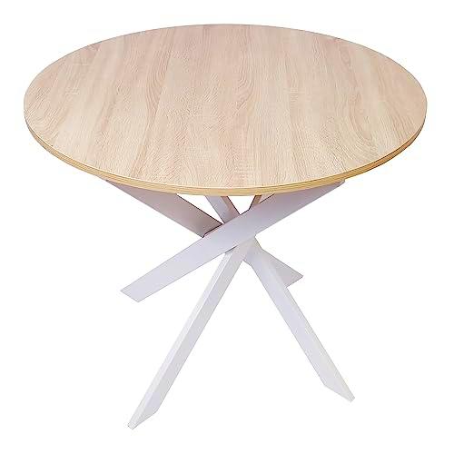 Skraut Home - Mesa Comedor Fija Redonda | 90 x 90 x 77 cm | Capacidad hasta 4 Personas | Materiales Resistentes | Modelo Zen (90cm