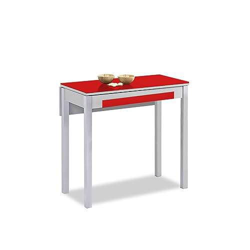 ASTIMESA Mesa de Cocina, Metal, Rojo, 80x40cm-extendida 80x60 cms