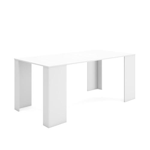 Skraut Home | Mesa Consola Extensible | Mesa Comedor Plegable | 180 | para 8 comensales | Comedor y Cocina | Estilo Moderno | Blanco