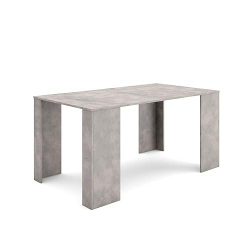 Skraut Home | Mesa Consola Extensible | Mesa Comedor Plegable | 160 | para 8 comensales | Comedor y Cocina | Estilo Moderno | Cemento