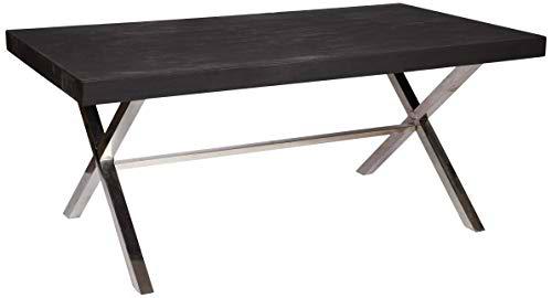 Better &amp; Best 2801044 Mesa de comedor rectangular con tapa madera negra y patas en &quot;X&quot; cromadas