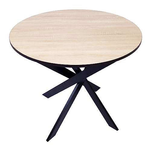 Skraut Home - Mesa Comedor Fija Redonda | 90 x 90 x 77 cm | Capacidad hasta 4 Personas | Materiales Resistentes | Modelo Zen (90cm