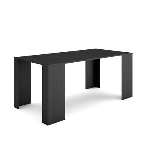 Skraut Home | Mesa Consola Extensible | Mesa Comedor Plegable | 180 | para 8 comensales | Comedor y Cocina | Estilo Moderno | Negro