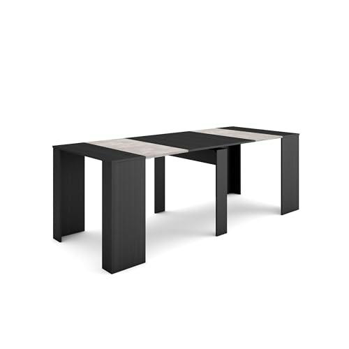 Skraut Home | Mesa Consola Extensible | Mesa Comedor Plegable | 220 | para 10 comensales | Comedor y Cocina | Estilo Moderno | Negro