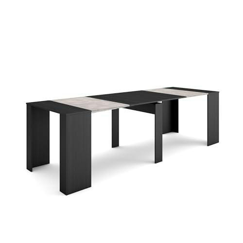 Skraut Home | Mesa Consola Extensible | Mesa Comedor Plegable | 260 | para 12 comensales | Comedor y Cocina | Estilo Moderno | Negro