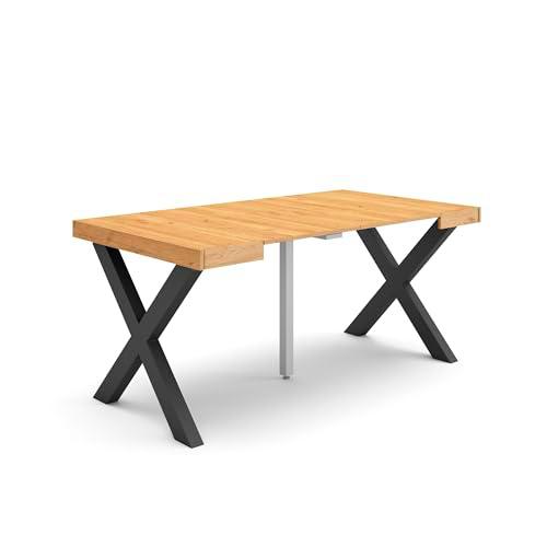 Skraut Home | Mesa Consola Extensible | Mesa Comedor Plegable | 160 | para 8 comensales | Patas Madera Maciza | Estilo Moderno | Roble