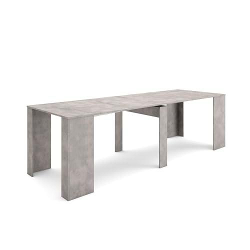 Skraut Home | Mesa Consola Extensible | Mesa Comedor Plegable | 260 | para 12 comensales | Comedor y Cocina | Estilo Moderno | Cemento