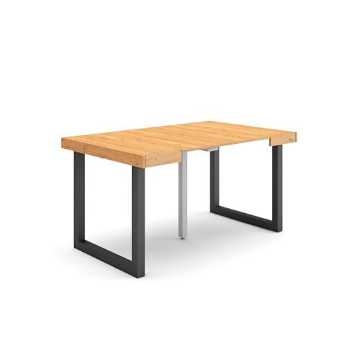 Skraut Home | Mesa Consola Extensible | Mesa Comedor Plegable | 140 | para 6 comensales | Patas Madera Maciza | Estilo Moderno | Roble