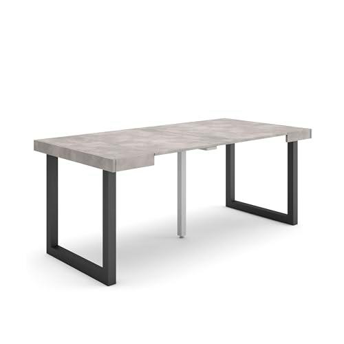 Skraut Home | Mesa Consola Extensible | Mesa Comedor Plegable | 180 | para 8 comensales | Patas Madera Maciza | Estilo Moderno | Cemento