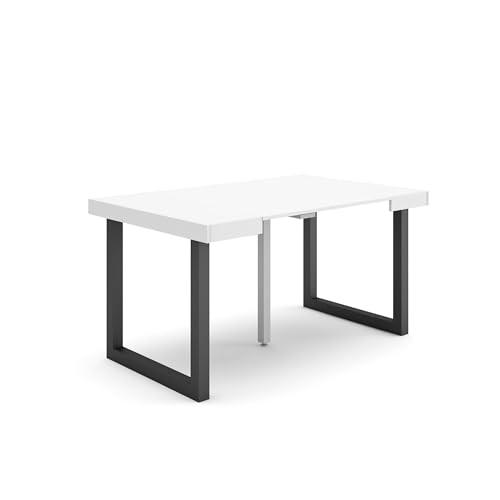 Skraut Home | Mesa Consola Extensible | Mesa Comedor Plegable | 140 | para 6 comensales | Patas Madera Maciza | Estilo Moderno | Blanco