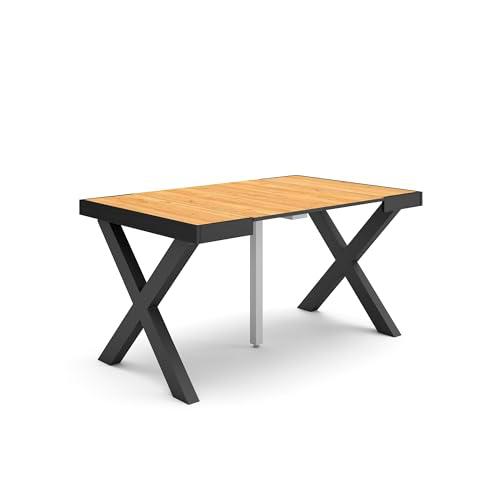 Skraut Home | Mesa Consola Extensible | Mesa Comedor Plegable | 140 | para 6 comensales | Patas Madera Maciza | Estilo Moderno | Roble