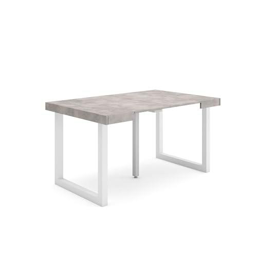 Skraut Home | Mesa Consola Extensible | Mesa Comedor Plegable | 140 | para 6 comensales | Patas Madera Maciza | Estilo Moderno | Cemento