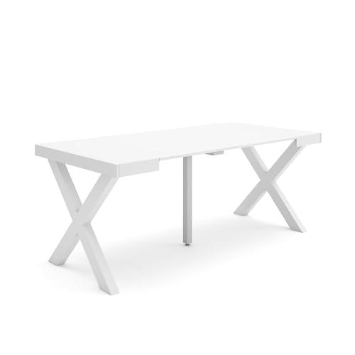 Skraut Home | Mesa Consola Extensible | Mesa Comedor Plegable | 180 | para 8 comensales | Patas Madera Maciza | Estilo Moderno | Blanco