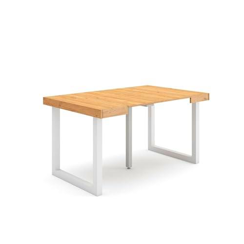 Skraut Home | Mesa Consola Extensible | Mesa Comedor Plegable | 140 | para 6 comensales | Patas Madera Maciza | Estilo Moderno | Roble