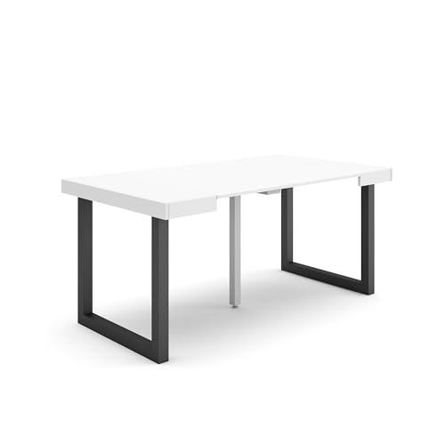 Skraut Home | Mesa Consola Extensible | Mesa Comedor Plegable | 160 | para 8 comensales | Patas Madera Maciza | Estilo Moderno | Blanco