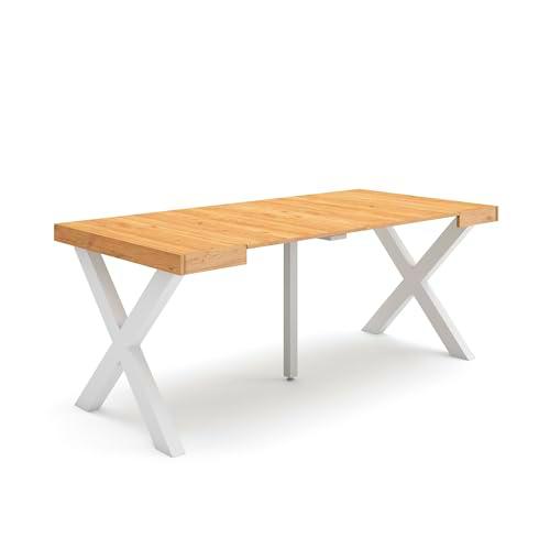 Skraut Home | Mesa Consola Extensible | Mesa Comedor Plegable | 180 | para 8 comensales | Patas Madera Maciza | Estilo Moderno | Roble