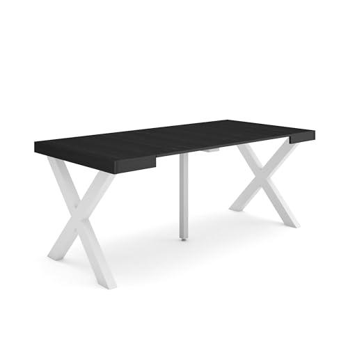 Skraut Home | Mesa Consola Extensible | Mesa Comedor Plegable | 180 | para 8 comensales | Patas Madera Maciza | Estilo Moderno | Negro