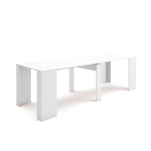 Skraut Home | Mesa Consola Extensible | Mesa Comedor Plegable | 260 | para 12 comensales | Comedor y Cocina | Estilo Moderno | Blanco