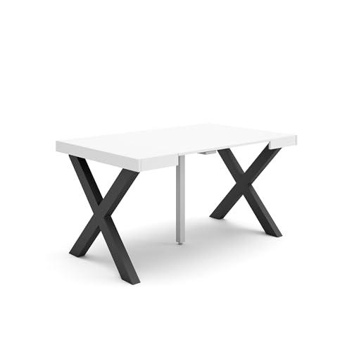 Skraut Home | Mesa Consola Extensible | Mesa Comedor Plegable | 140 | para 6 comensales | Patas Madera Maciza | Estilo Moderno | Blanco