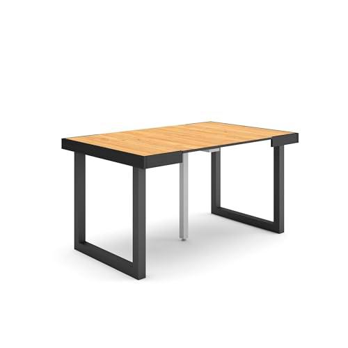 Skraut Home | Mesa Consola Extensible | Mesa Comedor Plegable | 140 | para 6 comensales | Patas Madera Maciza | Estilo Moderno | Roble