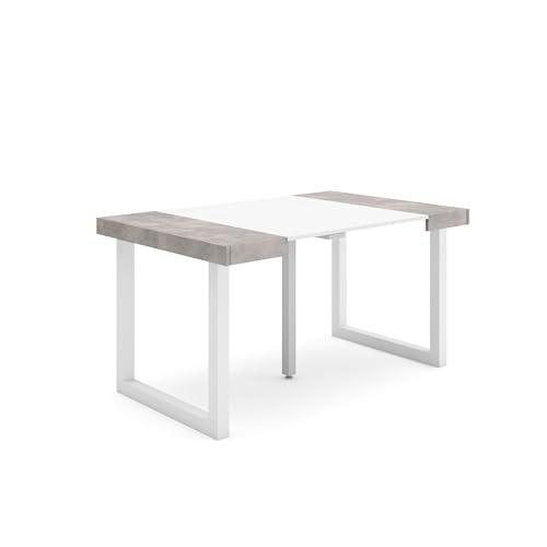 Skraut Home | Mesa Consola Extensible | Mesa Comedor Plegable | 140 | para 6 comensales | Patas Madera Maciza | Estilo Moderno | Cemento