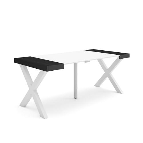 Skraut Home | Mesa Consola Extensible | Mesa Comedor Plegable | 180 | para 8 comensales | Patas Madera Maciza | Estilo Moderno | Blanco y Negro