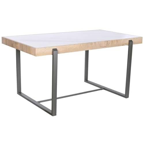 Home ESPRIT Mesa de Comedor Blanco Gris Natural Metal 150 x 85 x 75 cm