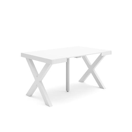 Skraut Home | Mesa Consola Extensible | Mesa Comedor Plegable | 140 | para 6 comensales | Patas Madera Maciza | Estilo Moderno | Blanco