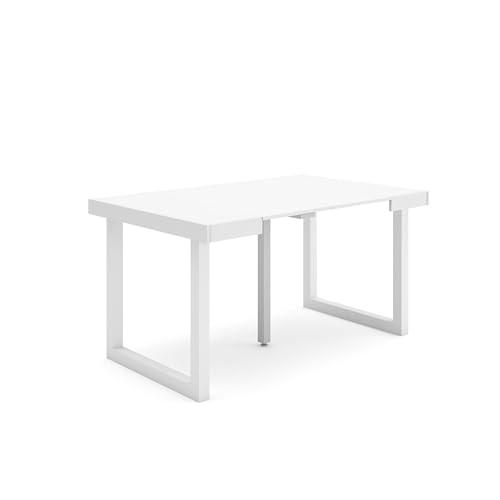 Skraut Home | Mesa Consola Extensible | Mesa Comedor Plegable | 140 | para 6 comensales | Patas Madera Maciza | Estilo Moderno | Blanco