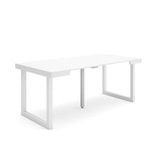 Skraut Home | Mesa Consola Extensible | Mesa Comedor Plegable | 180 | para 8 comensales | Patas Madera Maciza | Estilo Moderno | Blanco