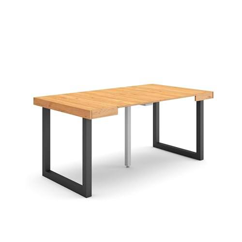 Skraut Home | Mesa Consola Extensible | Mesa Comedor Plegable | 160 | para 8 comensales | Patas Madera Maciza | Estilo Moderno | Roble