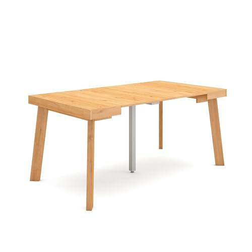 Skraut Home | Mesa Consola Extensible | Mesa Comedor Plegable | 160 | para 8 comensales | Patas de Madera | Estilo Moderno | Roble