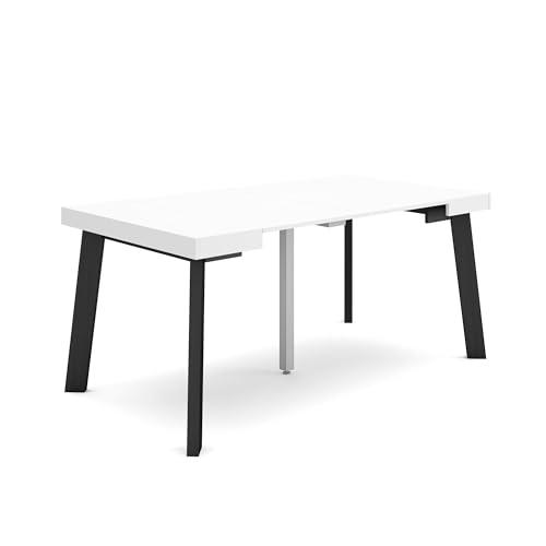 Skraut Home | Mesa Consola Extensible | Mesa Comedor Plegable | 160 | para 8 comensales | Patas de Madera | Estilo Moderno | Blanco