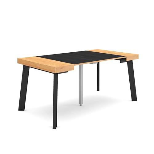 Skraut Home | Mesa Consola Extensible | Mesa Comedor Plegable | 160 | para 8 comensales | Patas de Madera | Estilo Moderno | Roble y Negro