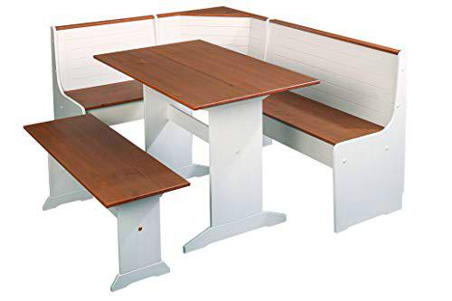 Inter Link Mesa de Comedor de 110 x 70 cm de Madera Maciza de Pino Blanco Sepia marrón Lacado