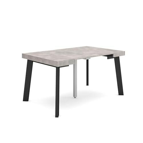 Skraut Home | Mesa Consola Extensible | Mesa Comedor Plegable | 140 | para 6 comensales | Patas de Madera | Estilo Moderno | Cemento