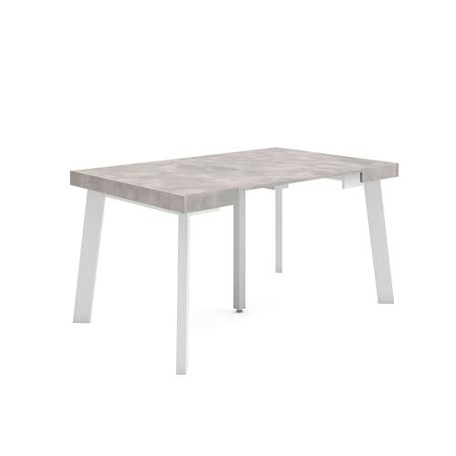 Skraut Home | Mesa Consola Extensible | Mesa Comedor Plegable | 140 | para 6 comensales | Patas de Madera | Estilo Moderno | Cemento