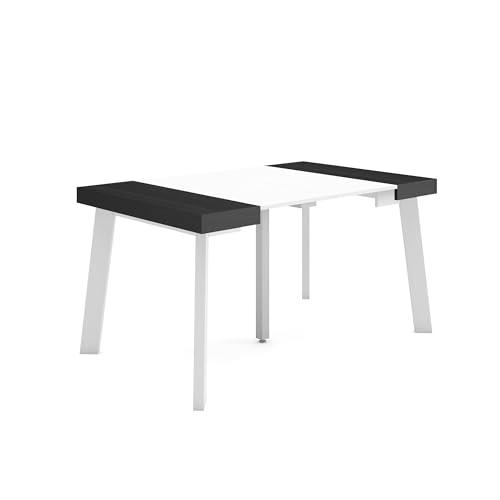 Skraut Home | Mesa Consola Extensible | Mesa Comedor Plegable | 140 | para 6 comensales | Patas de Madera | Estilo Moderno | Blanco y Negro