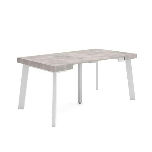 Skraut Home | Mesa Consola Extensible | Mesa Comedor Plegable | 160 | para 8 comensales | Patas de Madera | Estilo Moderno | Cemento