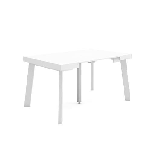 Skraut Home | Mesa Consola Extensible | Mesa Comedor Plegable | 140 | para 6 comensales | Patas de Madera | Estilo Moderno | Blanco