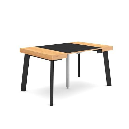 Skraut Home | Mesa Consola Extensible | Mesa Comedor Plegable | 140 | para 6 comensales | Patas de Madera | Estilo Moderno | Roble y Negro