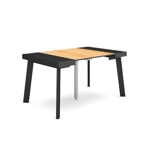 Skraut Home | Mesa Consola Extensible | Mesa Comedor Plegable | 140 | para 6 comensales | Patas de Madera | Estilo Moderno | Negro y Roble