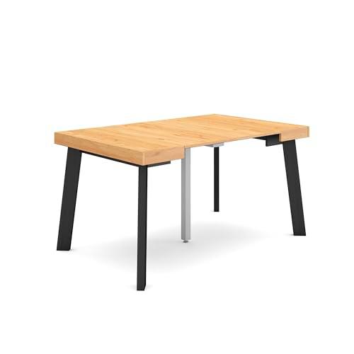 Skraut Home | Mesa Consola Extensible | Mesa Comedor Plegable | 140 | para 6 comensales | Patas de Madera | Estilo Moderno | Roble y Negro