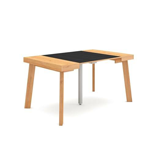 Skraut Home | Mesa Consola Extensible | Mesa Comedor Plegable | 140 | para 6 comensales | Patas de Madera | Estilo Moderno | Roble y Negro