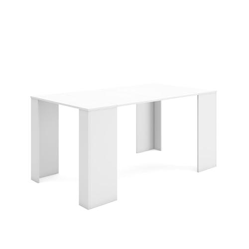 Skraut Home | Mesa Consola Extensible | Mesa Comedor Plegable | 160 | para 8 comensales | Comedor y Cocina | Estilo Moderno | Blanco